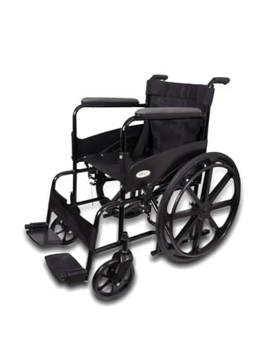 BELIEF Light Weight Foldable Wheelchair, Standard Manual Transport Chair with Padded Armrests, Safety Belt, Portable Design For Old People And Patient.